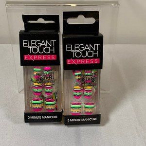 Elegant Touch Express Bright Tribal Acrylic Press On Nails 3 Minute Manicure